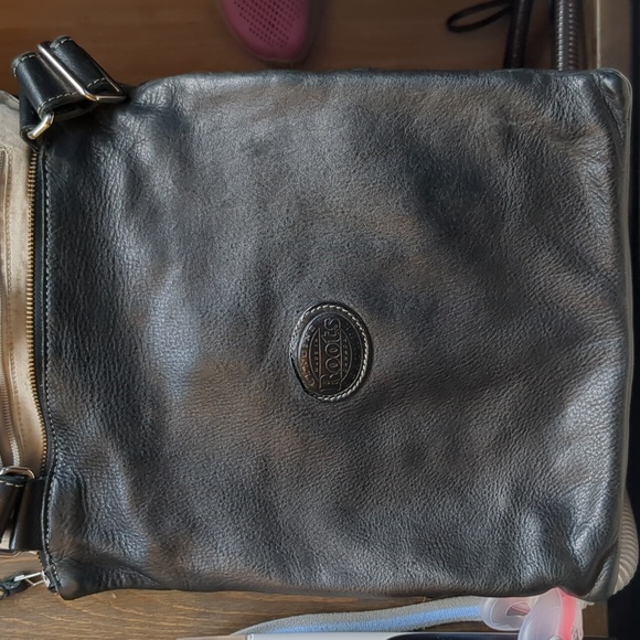 Vintage 90s Roots Venetian Village Prince Tribe Pebbled Leather Crossbody Black - Picture 11 of 16